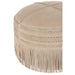 Poef Grijs Leer Franje Rond 54 cm-Poefen-J-Line