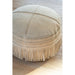 Poef Grijs Leer Franje Rond 54 cm-Poefen-J-Line