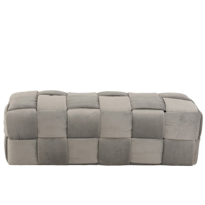 Poef Grijs Stof en Multiplex Hout 42 cm 42x120x38 cm-Poefs-J-Line