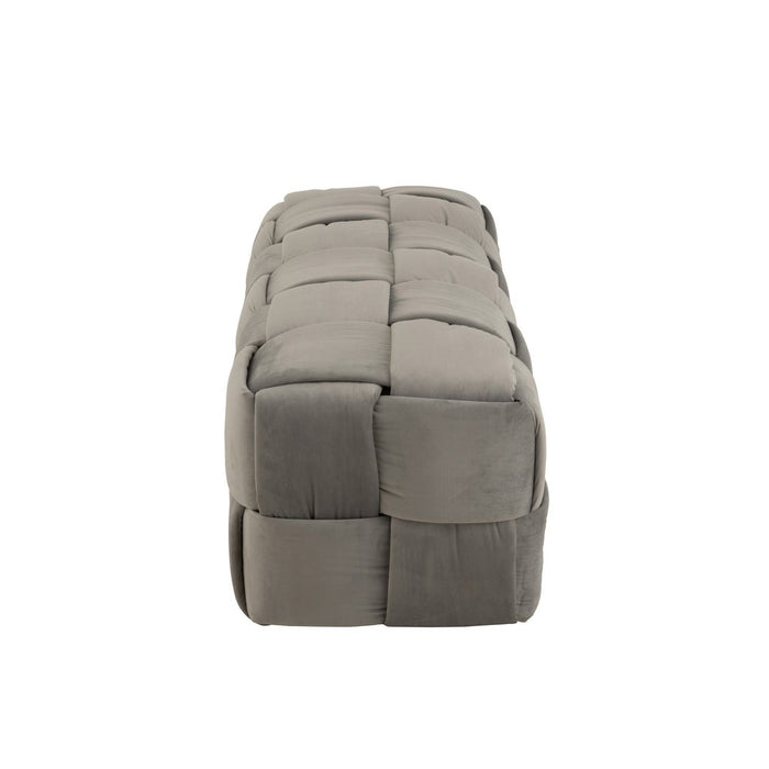Poef Grijs Stof en Multiplex Hout 42 cm 42x120x38 cm-Poefs-J-Line