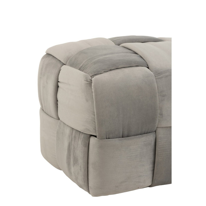 Poef Grijs Stof en Multiplex Hout 42 cm 42x120x38 cm-Poefs-J-Line