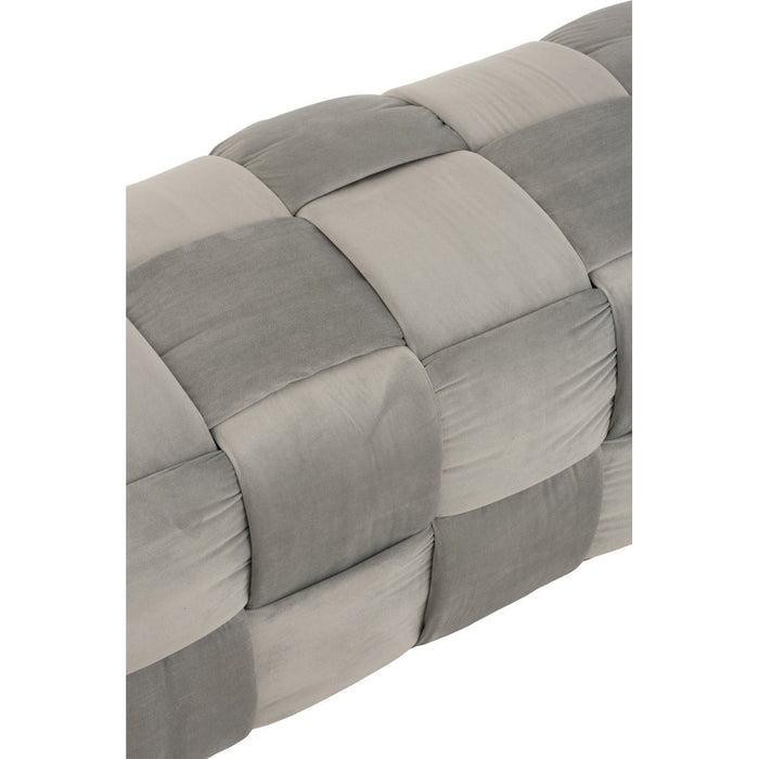 Poef Grijs Stof en Multiplex Hout 42 cm 42x120x38 cm-Poefs-J-Line