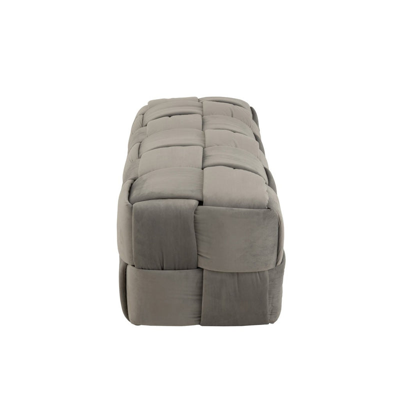 Poef Grijs Stof en Multiplex Hout 42 cm 42x120x38 cm-Poefs-J-Line
