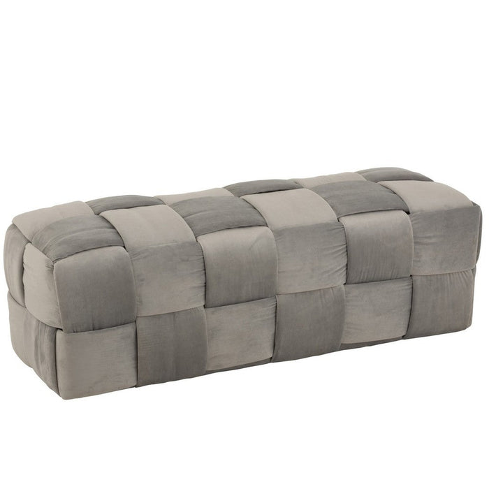 Poef Grijs Stof en Multiplex Hout 42 cm 42x120x38 cm-Poefs-J-Line