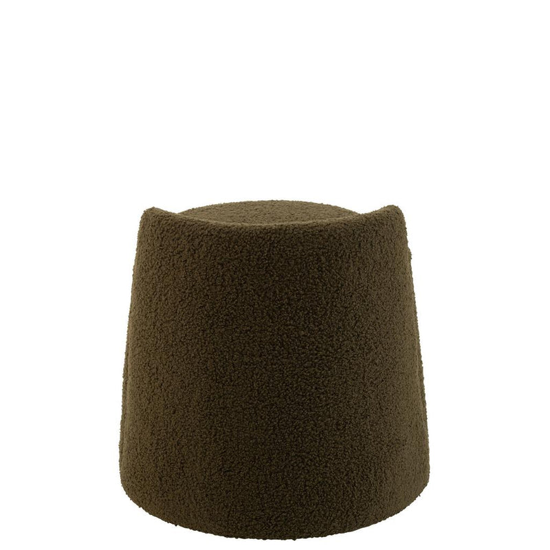 Poef Groen Bouclé Teddy Rond 40 cm 40x40x38 cm-Poefs-J-Line