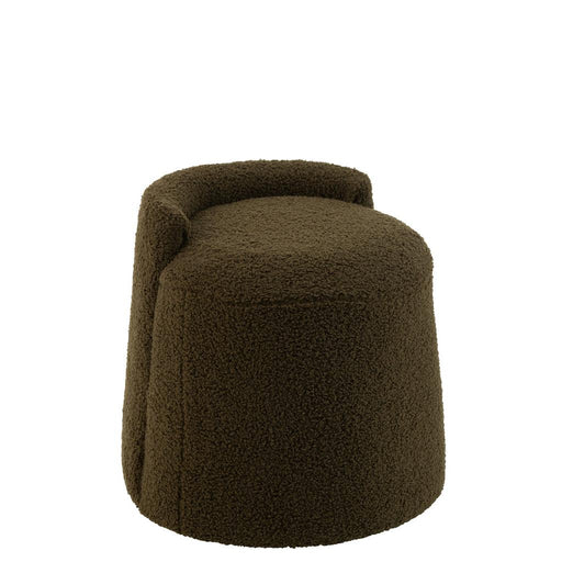 Poef Groen Bouclé Teddy Rond 40 cm-Poefen-J-Line