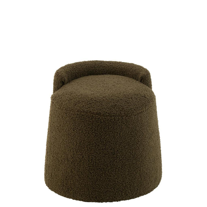 Poef Groen Bouclé Teddy Rond 40 cm-Poefs-J-Line