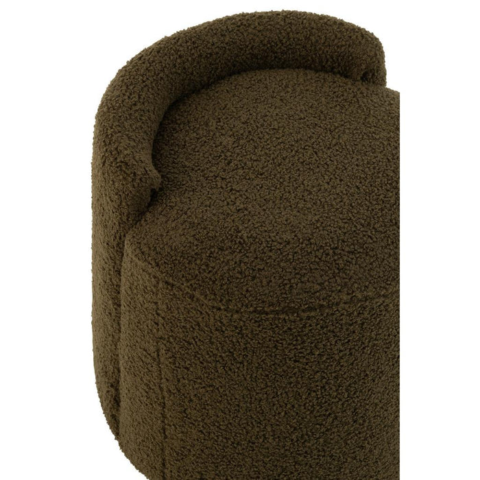 Poef Groen Bouclé Teddy Rond 40 cm-Poefs-J-Line