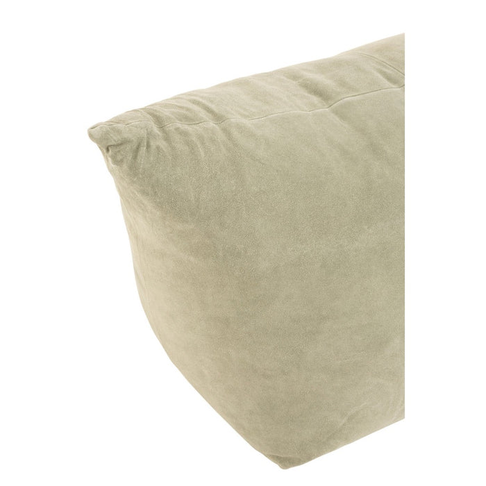 Poef Groen Leer en Katoen 45 cm 45x80x54 cm-Poefs-J-Line