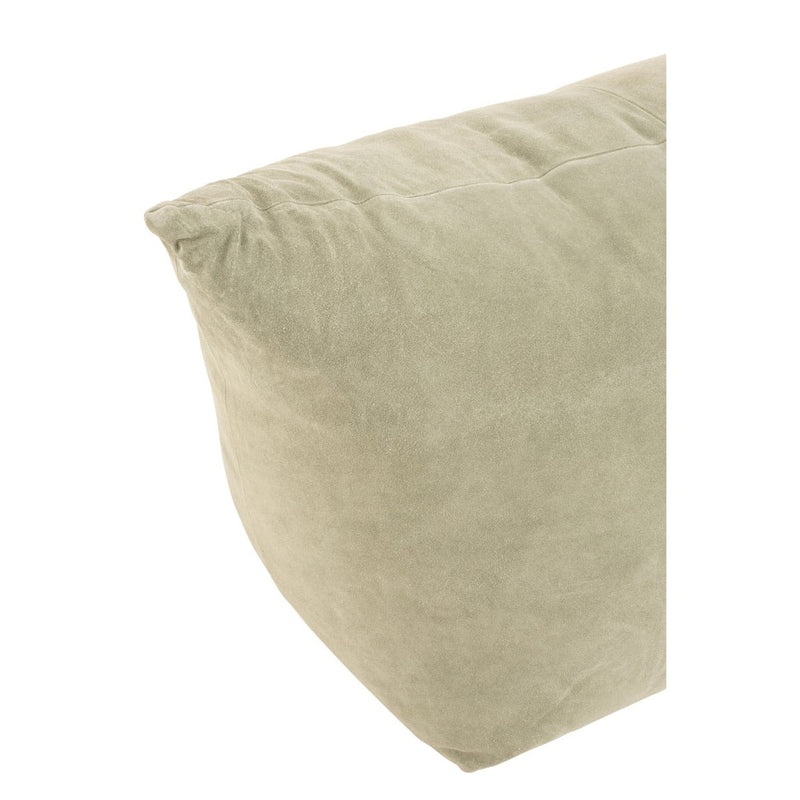 Poef Groen Leer en Katoen 45 cm 45x80x54 cm-Poefs-J-Line