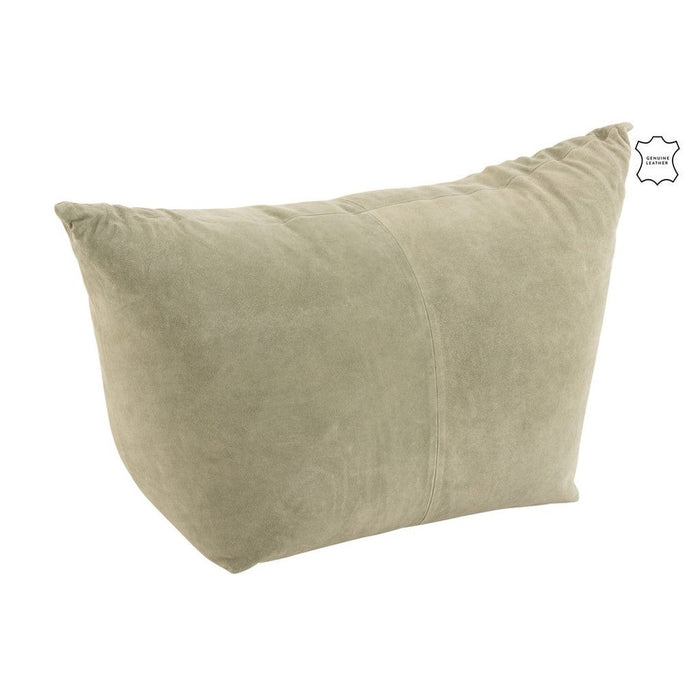 Poef Groen Leer en Katoen 45 cm 45x80x54 cm-Poefs-J-Line