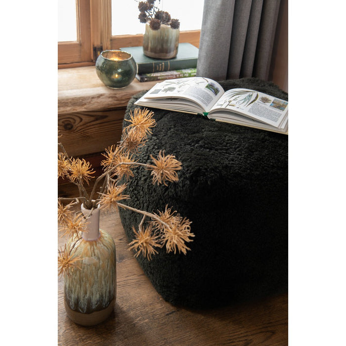 Poef Groen Textile Schapenvacht 56 cm 56x56x47 cm-Poefs-J-Line