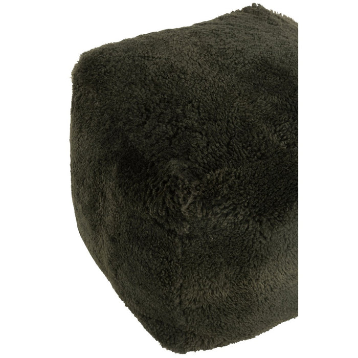 Poef Groen Textile Schapenvacht 56 cm 56x56x47 cm-Poefs-J-Line