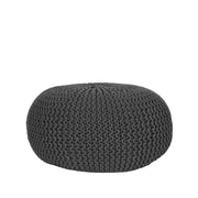 Poef Knitted Antraciet Katoen L 70x70x35 cm-Poefs-LABEL51