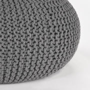 Poef Knitted Donkergrijs Katoen L 70x70x35 cm-Poefs-LABEL51