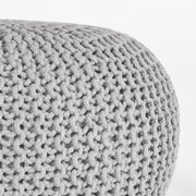 Poef Knitted Lichtgrijs Katoen L 70x70x35 cm-Poefs-LABEL51