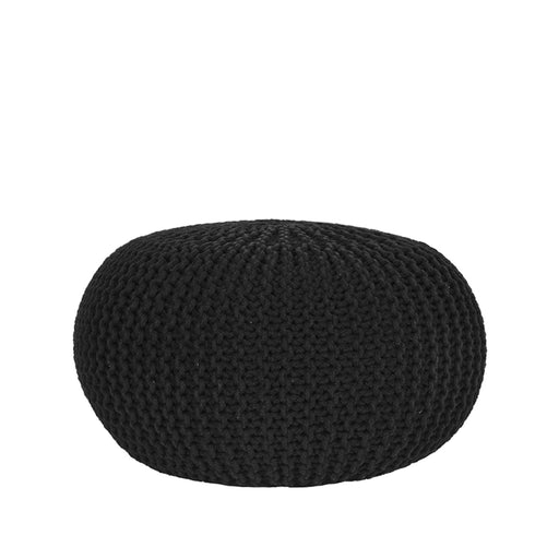 Poef Knitted Zwart Katoen L 70x70x35 cm-Poefs-LABEL51