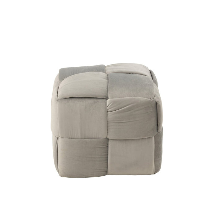 Poef Lichtgrijs Stof en Hout 42 cm 42x42x40 cm-Poefs-J-Line