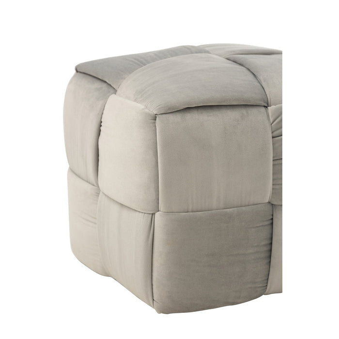 Poef Lichtgrijs Stof en Hout 42 cm 42x42x40 cm-Poefs-J-Line