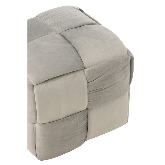 Poef Lichtgrijs Stof en Hout 42 cm 42x42x40 cm-Poefs-J-Line