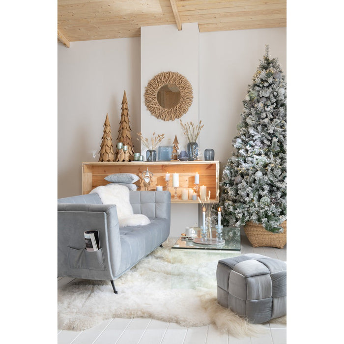 Poef Lichtgrijs Stof en Hout 42 cm 42x42x40 cm-Poefs-J-Line