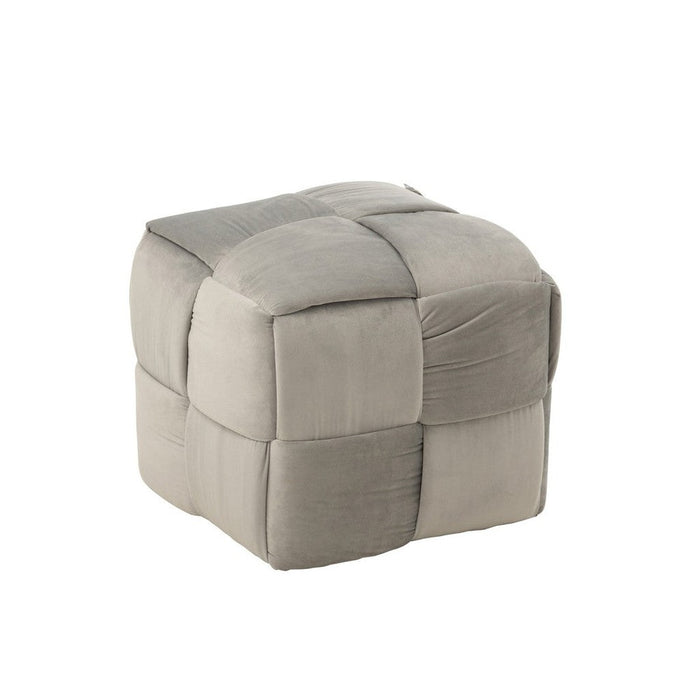 Poef Lichtgrijs Stof en Hout 42 cm 42x42x40 cm-Poefs-J-Line