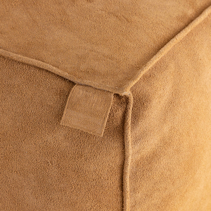 Pouf Marieke Camel Suede Leather Pouf Rectangular