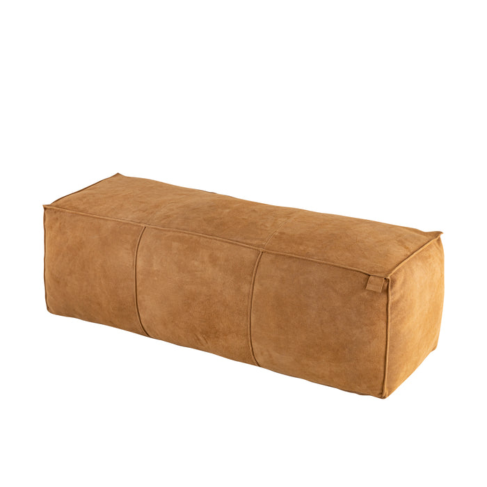 Pouf Marieke Camel Suede Leather Pouf Rectangular
