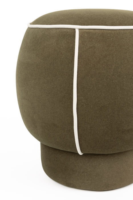 Poef Marina Polyester, Hout Groen Ø45x48 cm-Poefs-White Label Living