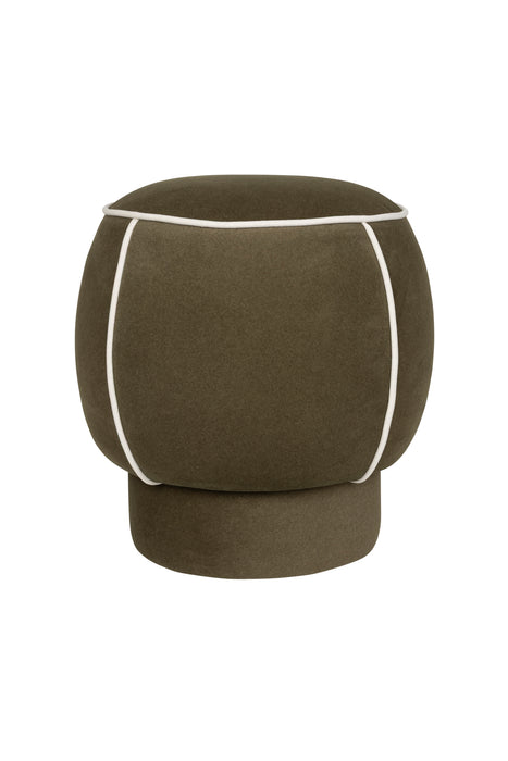 Poef Marina Polyester, Hout Groen Ø45x48 cm-Poefs-White Label Living