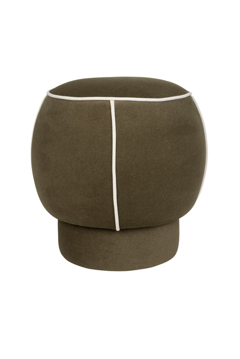 Poef Marina Polyester, Hout Groen Ø45x48 cm-Poefs-White Label Living