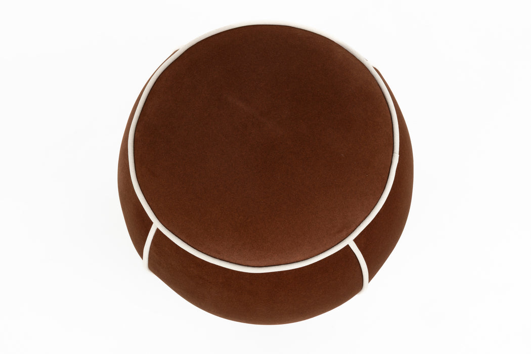 Poef Marina Polyester, Hout Rood Ø45x48 cm-Krukken-Creating Home