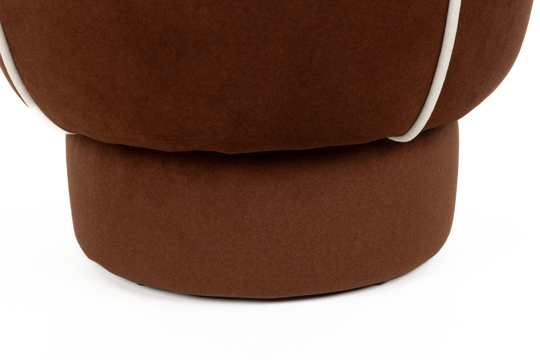 Poef Marina Polyester, Hout Rood Ø45x48 cm-Krukken-Creating Home