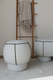 Poef Marina Polyester, Hout Rood Ø45x48 cm-Krukken-Creating Home
