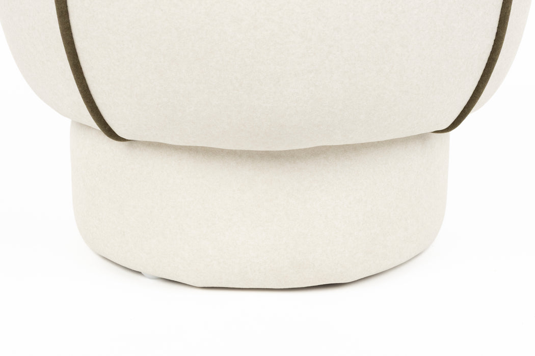 Poef Marina Polyester, Hout Wit Ø45x48 cm-Krukken-Creating Home