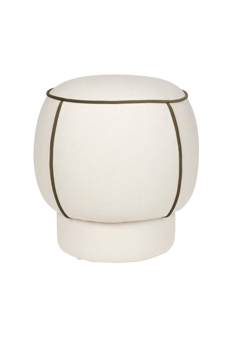 Poef Marina Polyester, Hout Wit Ø45x48 cm-Krukken-Creating Home