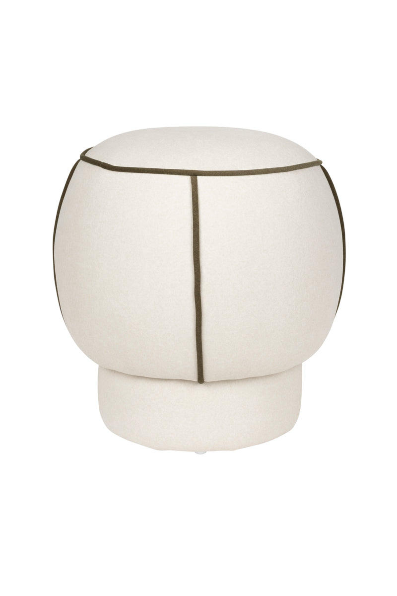 Poef Marina Polyester, Hout Wit Ø45x48 cm-Krukken-Creating Home