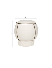 Poef Marina Polyester, Hout Wit Ø45x48 cm-Krukken-Creating Home
