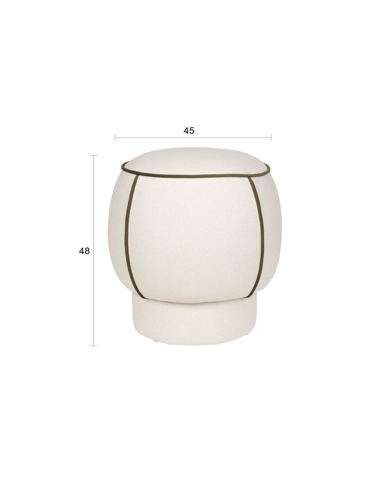 Poef Marina Polyester, Hout Wit Ø45x48 cm-Krukken-Creating Home