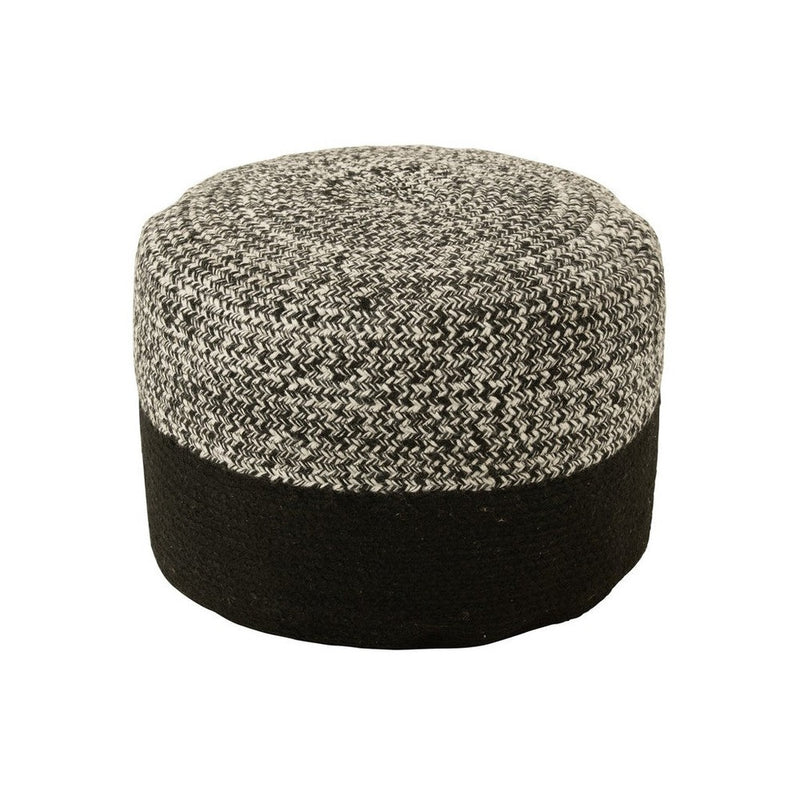 Poef Miami Strip Zwart Polyester 50 cm 50x50x35 cm-Poefs-J-Line