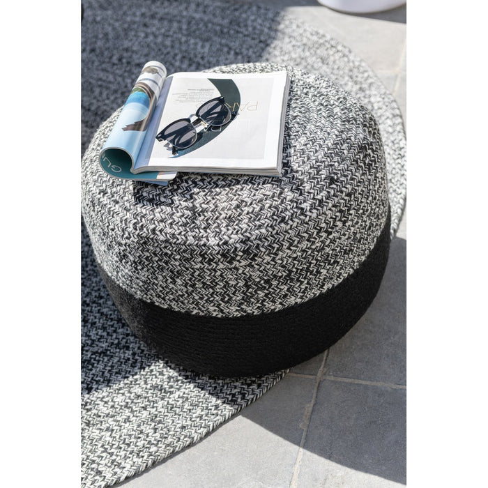 Poef Miami Strip Zwart Polyester 50 cm-Poefen-J-Line