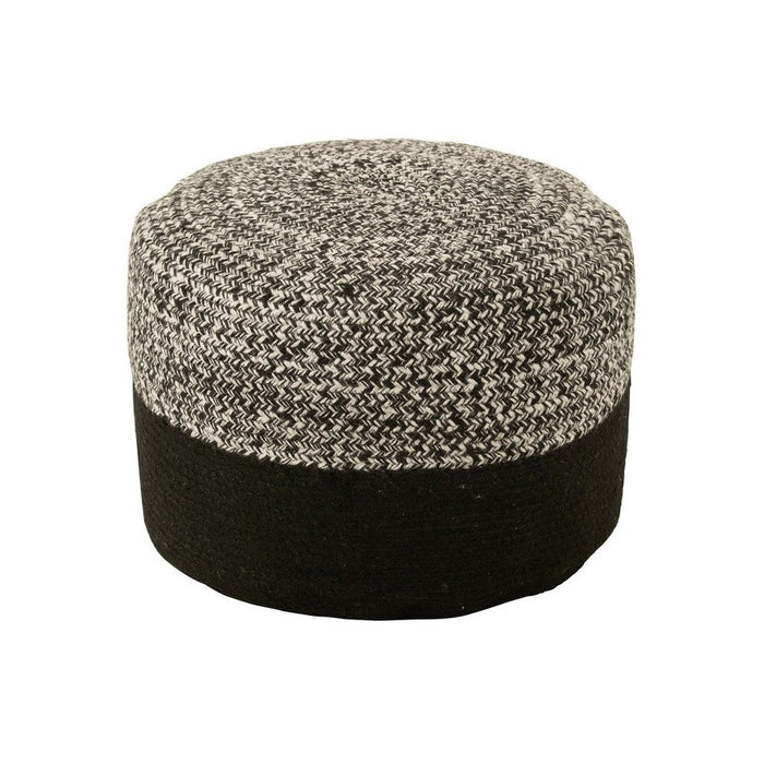Poef Miami Strip Zwart Polyester 50 cm-Poefen-J-Line