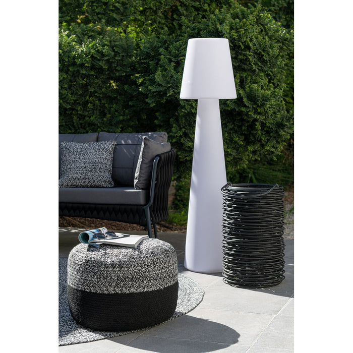 Poef Miami Strip Zwart Polyester 50 cm-Poefs-J-Line