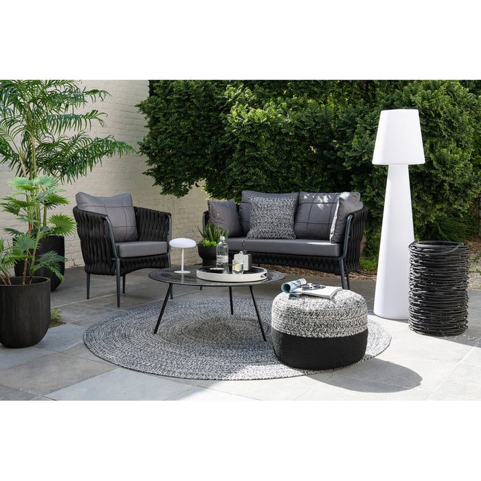 Poef Miami Strip Zwart Polyester 50 cm-Poefs-J-Line