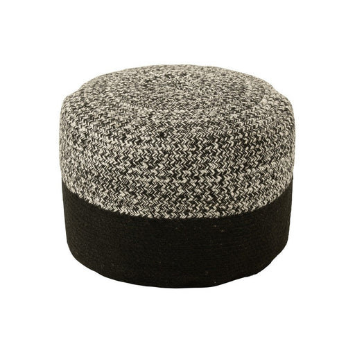 Poef Miami Strip Zwart Polyester 50 cm-Poefs-J-Line