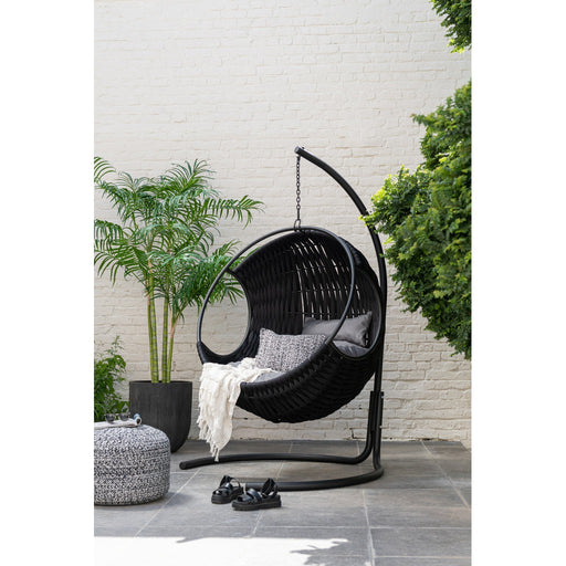 Poef Miami Zwart Polyester 50 cm J-Line 50x50x35 cm-Poefs-J-Line