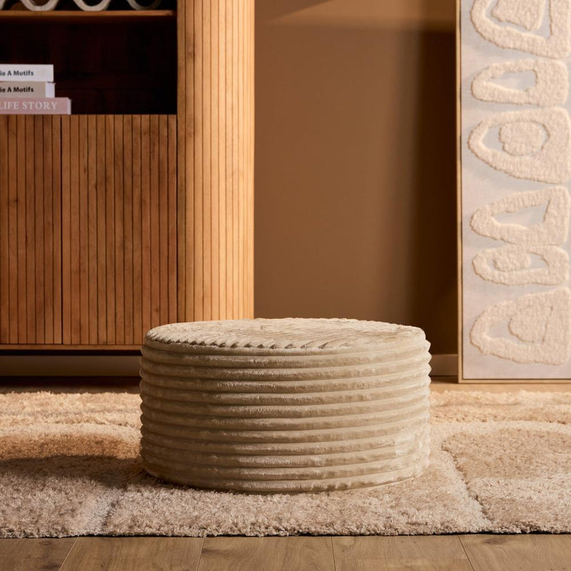 Poef MySofa Poef | Rond | 60 cm | Tilia 03 | Beige 60x60x32 cm-Poefs-Starfurn