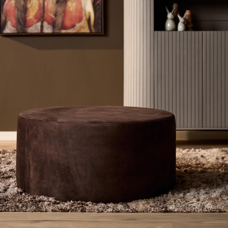 Poef MySofa Poef | Rond | 80 cm | Adore 108 | Bruin 80x80x39 cm-Poefs-Starfurn
