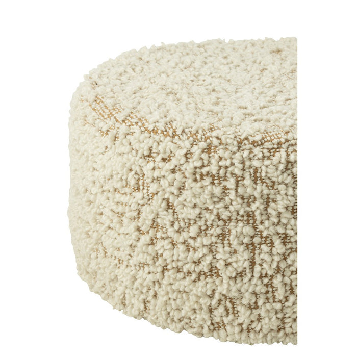 Poef Naturel Eucalyptus Bouclé Rond 60 cm 60x60x30 cm-Poefs-J-Line