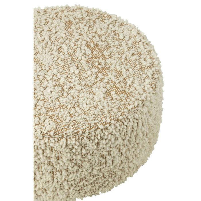 Poef Naturel Eucalyptus Bouclé Rond 60 cm 60x60x30 cm-Poefs-J-Line